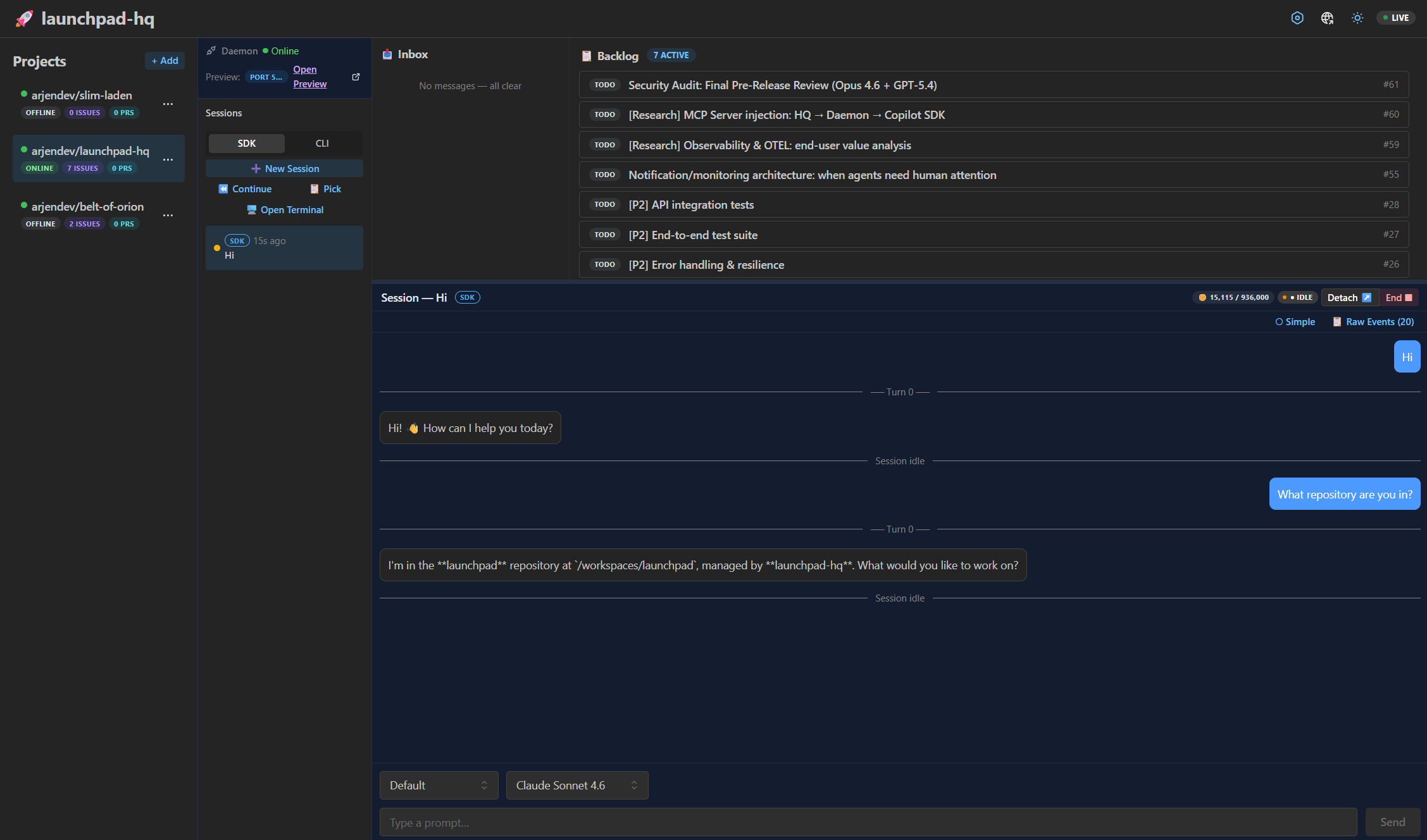 Launchpad HQ Dashboard Overview